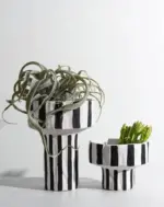 Ceramic_Table_Top_Vase_Paola_Black_and_White_Striped_Wide_Mouth_Flower_Pot_Bowl_-_-_tag1_-4169633 Ceramic Table Top Vase Paola Black and White Striped Wide Mouth Flower Pot Bowl tag1