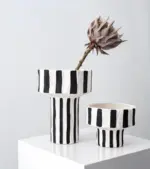 Ceramic_Table_Top_Vase_Paola_Black_and_White_Striped_Wide_Mouth_Flower_Pot_Bowl_-_-_tag1_-4169650 Ceramic Table Top Vase Paola Black and White Striped Wide Mouth Flower Pot Bowl tag1