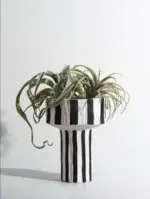 Ceramic_Table_Top_Vase_Paola_Black_and_White_Striped_Wide_Mouth_Flower_Pot_Bowl_-_-_tag1_-4169657 Ceramic Table Top Vase Paola Black and White Striped Wide Mouth Flower Pot Bowl tag1