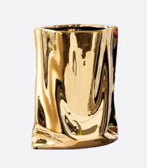 Ceramic Tabletop Vase Paper Bag Shape 23.5 cm