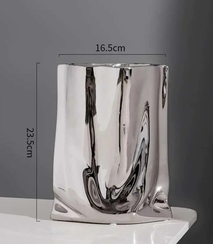 Ceramic Tabletop Vase Paper Bag Shape 23.5 cm -  - #tag1#