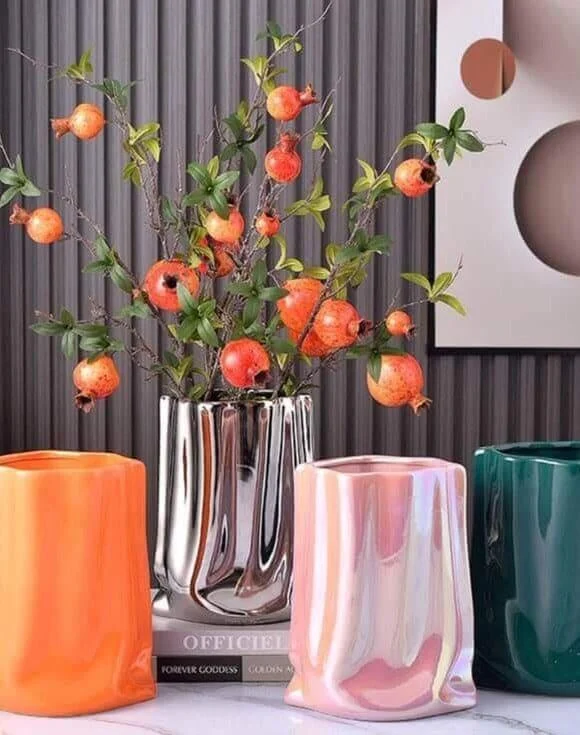 Ceramic Tabletop Vase Paper Bag Shape 23.5 cm -  - #tag1#