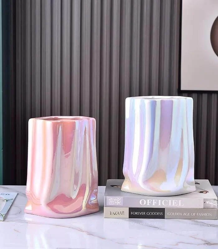 Ceramic Tabletop Vase Paper Bag Shape 23.5 cm -  - #tag1#