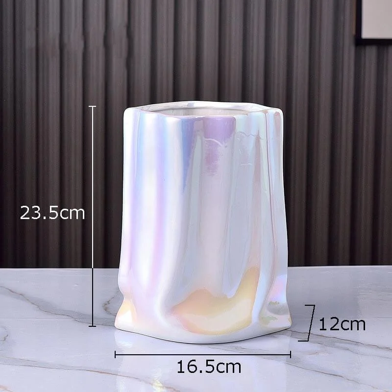 Ceramic Tabletop Vase Paper Bag Shape 23.5 cm -  - #tag1#