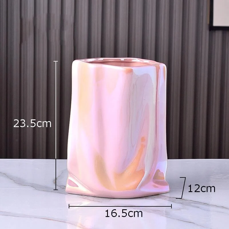 Ceramic Tabletop Vase Paper Bag Shape 23.5 cm -  - #tag1#