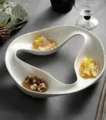 Ceramic Triple Snack Bowl White tag1