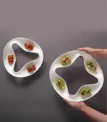 Ceramic Triple Snack Bowl White tag1