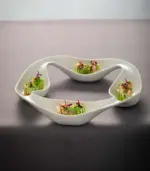 Ceramic Triple Snack Bowl White tag1