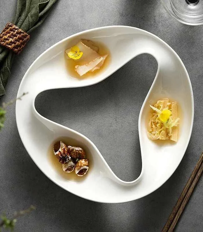 Ceramic Triple Snack Bowl White -  - #tag1#