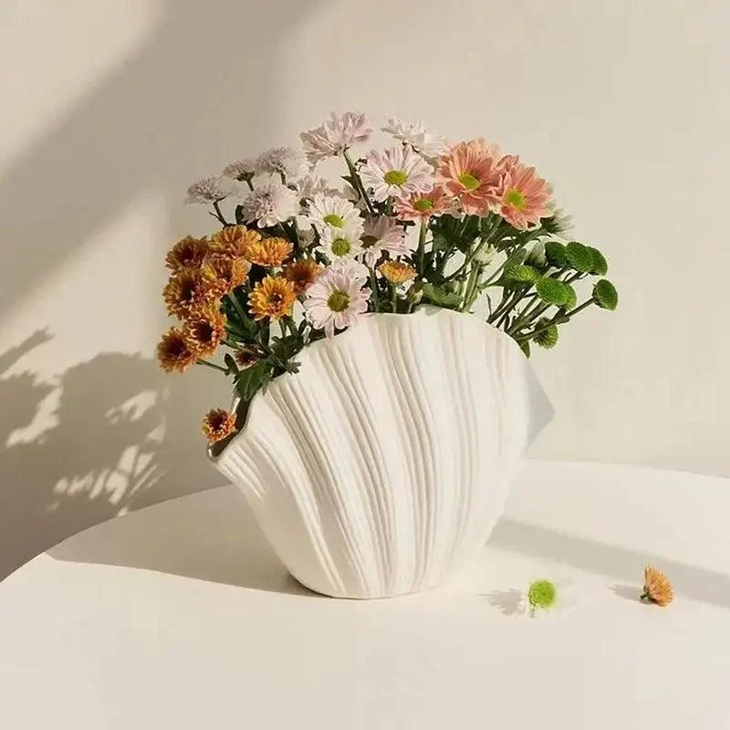 Ceramic Vase Sea Shell Lotus Leaf Leaf Shape Floral Arrangement Accessories Flower Vase Terrarium Room Decoration Accessories -  - #tag1#