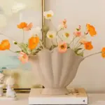 Ceramic Vase Sea Shell Lotus Leaf Leaf Shape Floral Arrangement Accessories Flower Vase Terrarium Room Decoration Accessories tag1