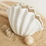 Ceramic Vase Sea Shell Lotus Leaf Leaf Shape Floral Arrangement Accessories Flower Vase Terrarium Room Decoration Accessories tag1
