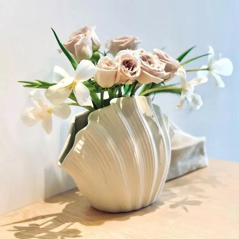 Ceramic Vase Sea Shell Lotus Leaf Leaf Shape Floral Arrangement Accessories Flower Vase Terrarium Room Decoration Accessories -  - #tag1#