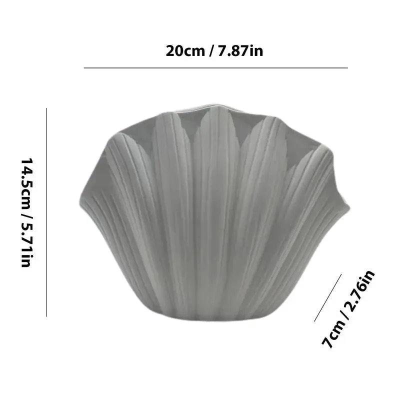 Ceramic Vase Sea Shell Lotus Leaf Leaf Shape Floral Arrangement Accessories Flower Vase Terrarium Room Decoration Accessories -  - #tag1#
