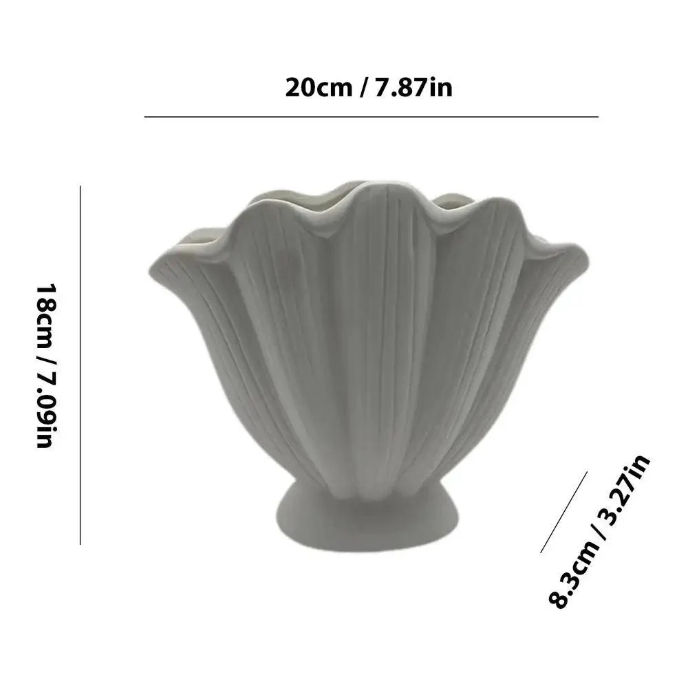 Ceramic Vase Sea Shell Lotus Leaf Leaf Shape Floral Arrangement Accessories Flower Vase Terrarium Room Decoration Accessories -  - #tag1#