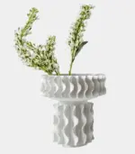 Ceramic Vase White Sculptural Ruffled Design tag1
