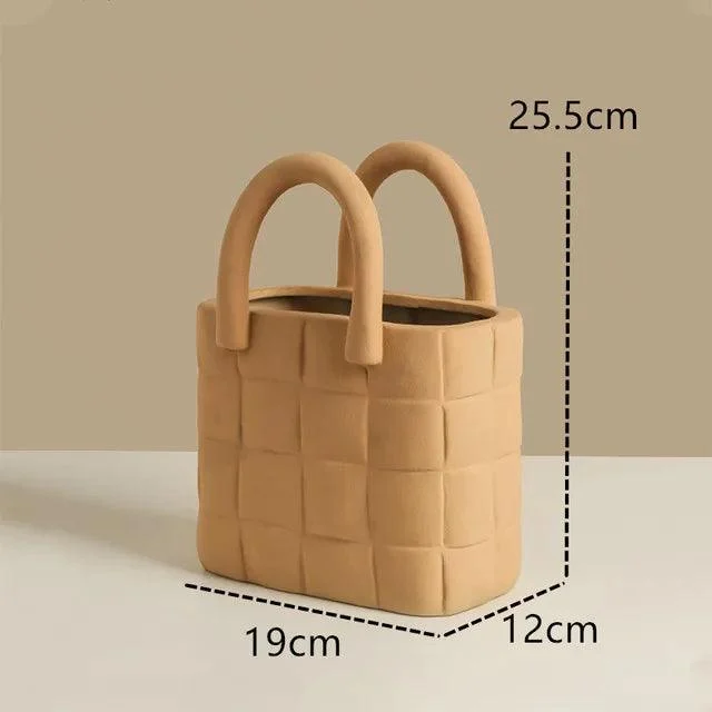 Ceramic Women Bag Flowers Vase Nordic Luxury Bag Vase Handbag Flower Pot Ornaments Office Living Room Decoration Home Decor -  - #tag1#