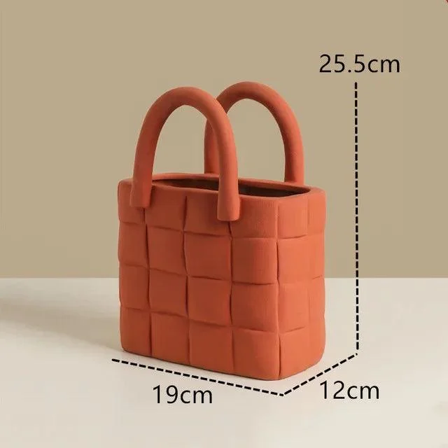 Ceramic Women Bag Flowers Vase Nordic Luxury Bag Vase Handbag Flower Pot Ornaments Office Living Room Decoration Home Decor -  - #tag1#
