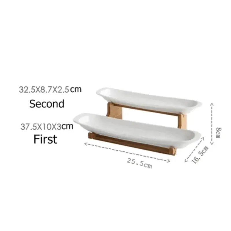 Ceramic and Wood Tiered Serving Tower tag1