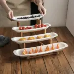 Ceramic and Wood Tiered Serving Tower tag1