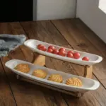 Ceramic and Wood Tiered Serving Tower tag1
