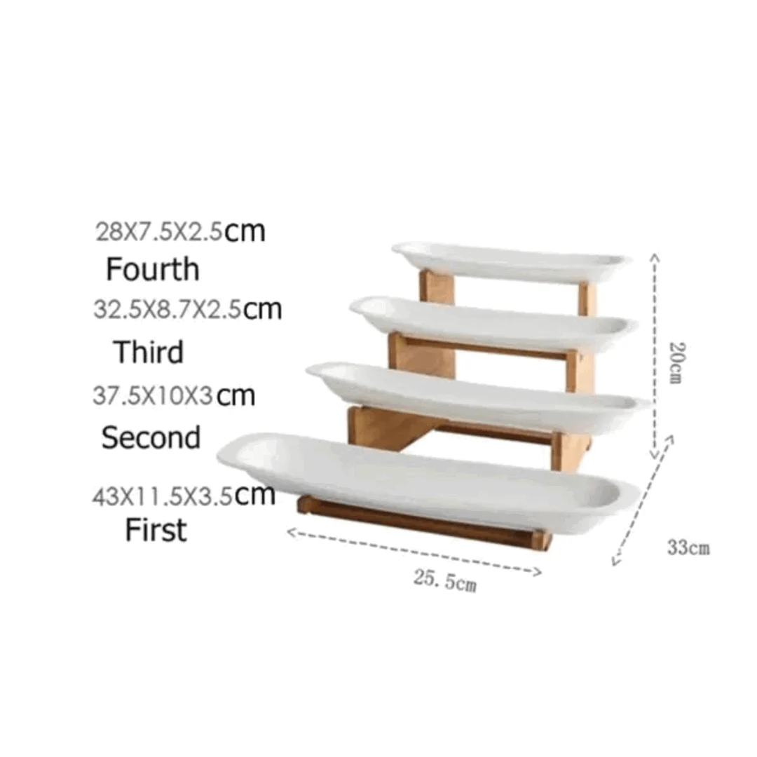Ceramic and Wood Tiered Serving Tower -  - #tag1#