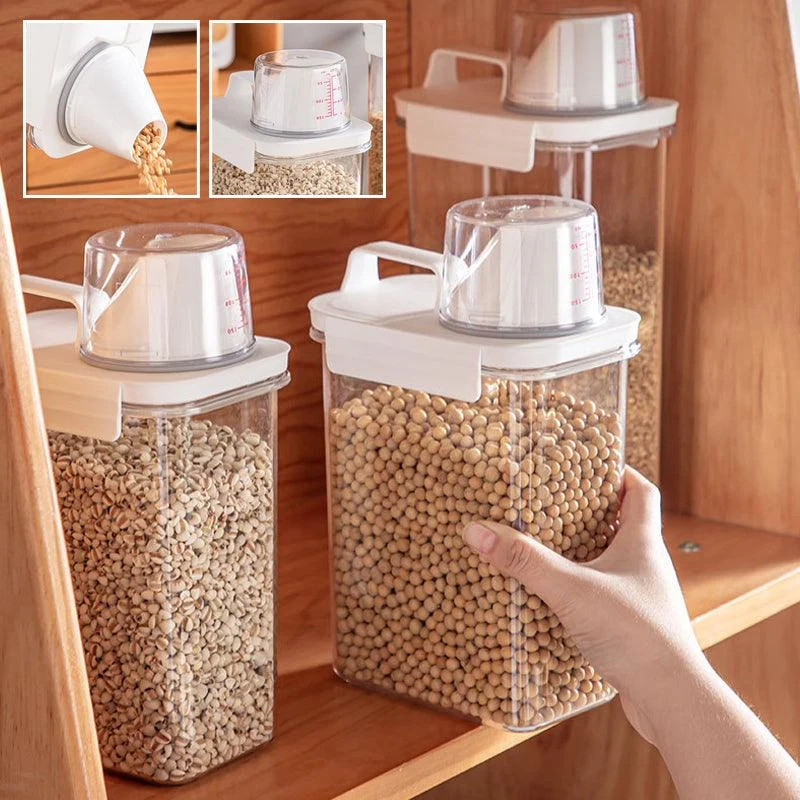 Cereal Dispenser Easy Flow Storage Jar Plastic Grocery Container -  - #tag1#