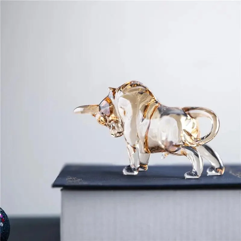 Champagne Crystal Bull Figurine -