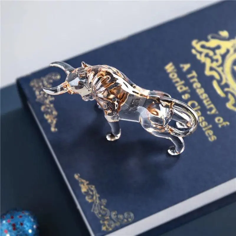 Champagne Crystal Bull Figurine -