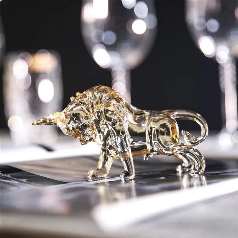 Champagne Crystal Bull Figurine -