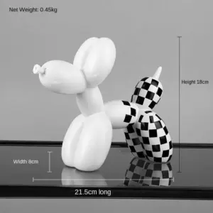 Checked balloon dog ornament - 
