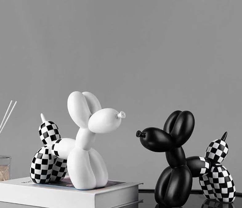 Checked balloon dog ornament -