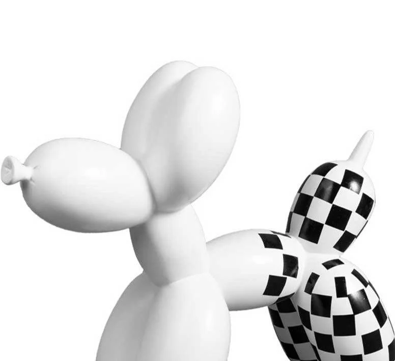 Checked balloon dog ornament -