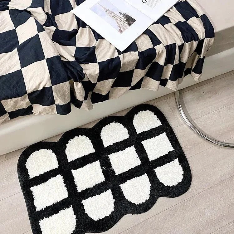 Checker Grid Tufting Bath Mat -