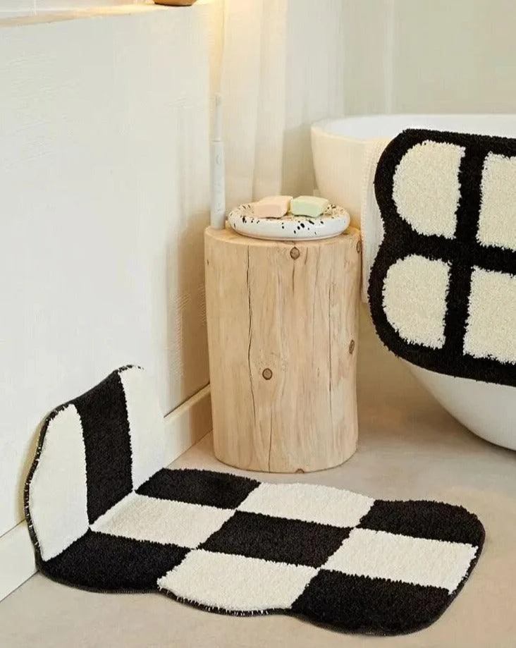 Checker Grid Tufting Bath Mat -