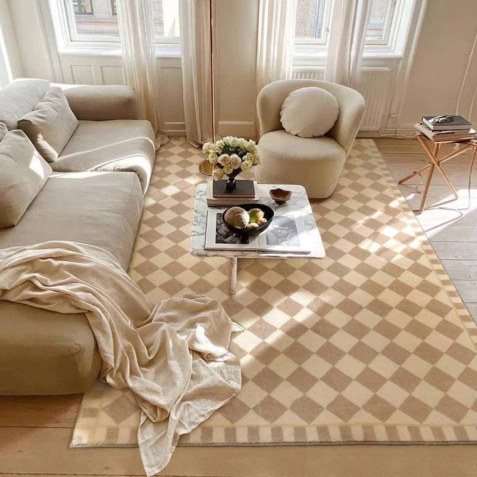 Checkerboard Living Room Rug -