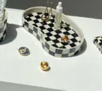 Checkered Ceramic Cup Mug