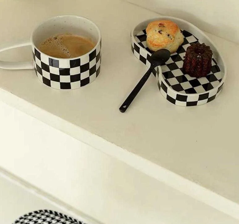 Checkered Ceramic Cup Mug -