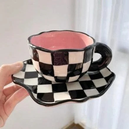 Checkered Ceramic Mug -