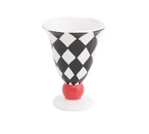 Checkered Ceramic Wine Goblet Cup