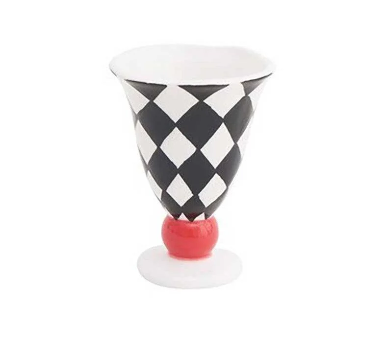 Checkered Ceramic Wine Goblet Cup -