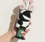Checkered Ceramic Wine Goblet Cup