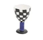 Checkered Ceramic Wine Goblet Cup