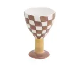 Checkered Ceramic Wine Goblet Cup