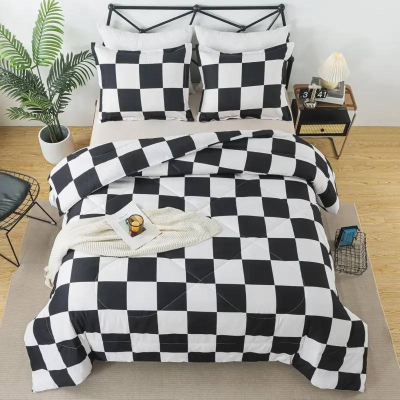 Checkered Charm Bedding Set Single Queen Size Ensemble