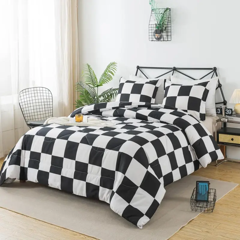Checkered Charm Bedding Set Single Queen Size Ensemble