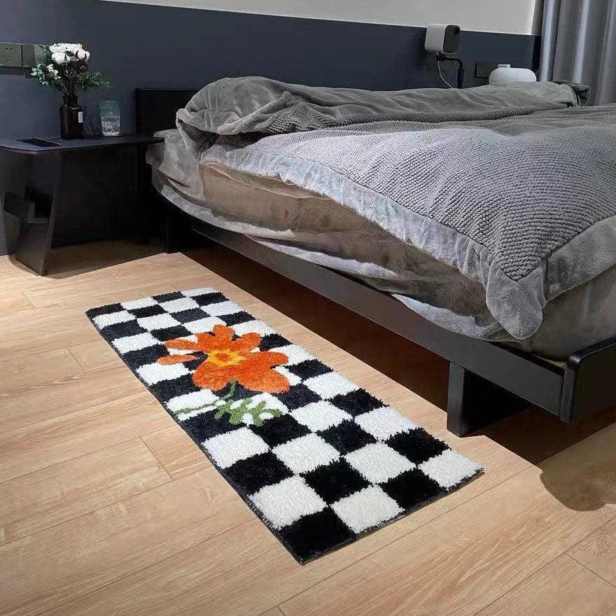 Checkered Orange Flower Mat -  - #tag1#