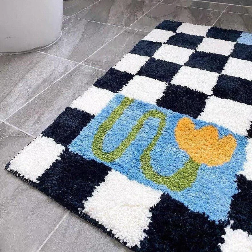Checkered Yellow Flower Mat -  - #tag1#