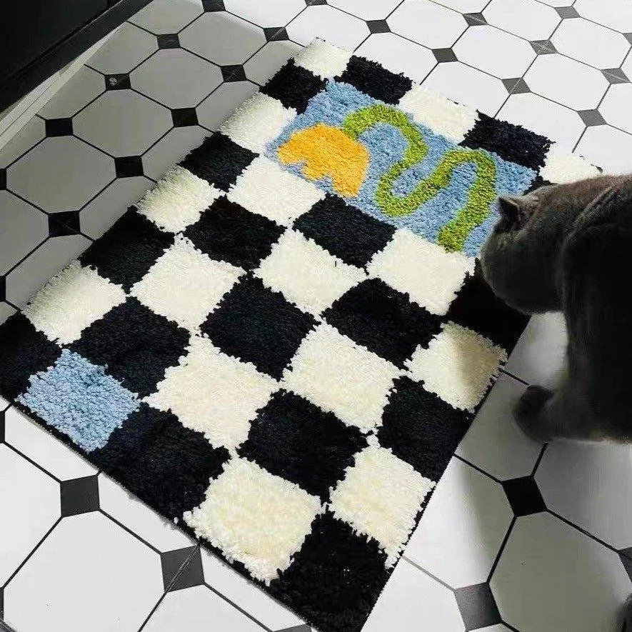 Checkered Yellow Flower Mat -  - #tag1#