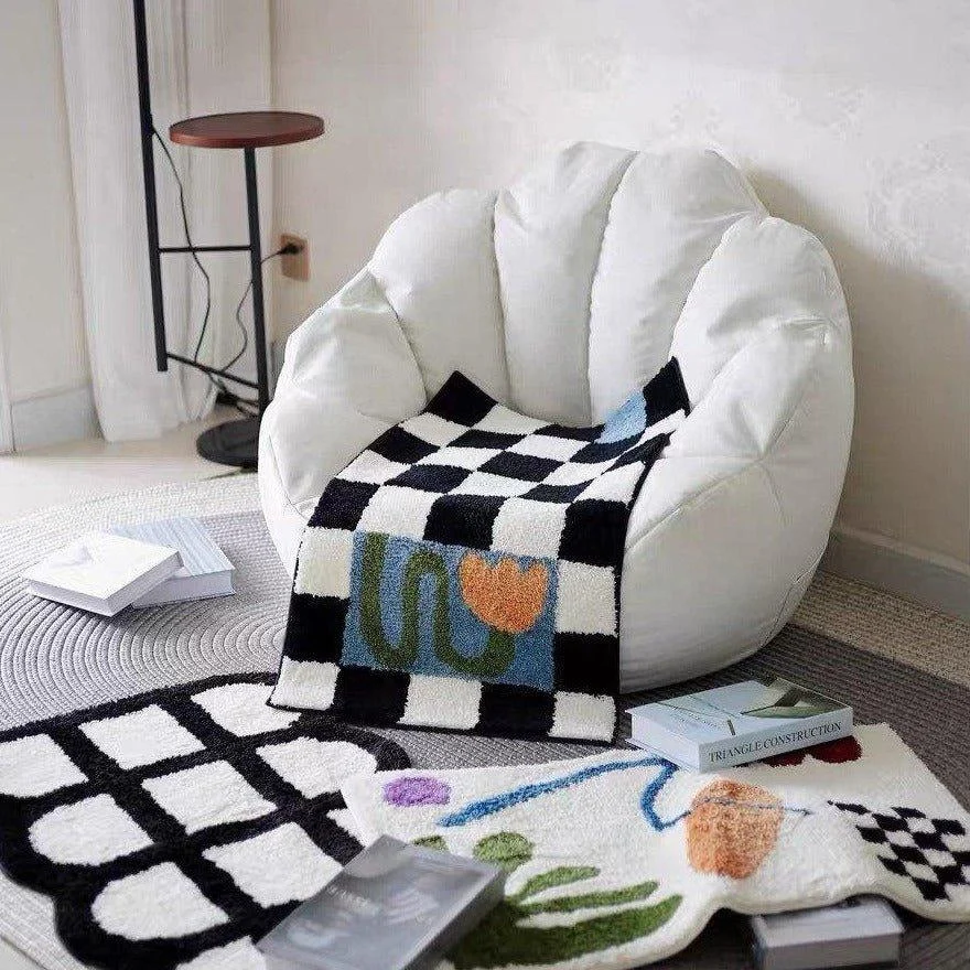 Checkered Yellow Flower Mat -  - #tag1#